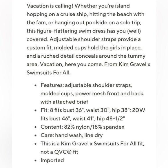 New Kim Gravel Swimsuits For All Polka Dot Swim Dress Sz 16 - Picture 4 of 8